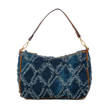 Borsa a tracolla blu jeans da donna con frangette Swish Jeans Carlotta, Borse e accessori Donna, SKU b513001182, Immagine 0